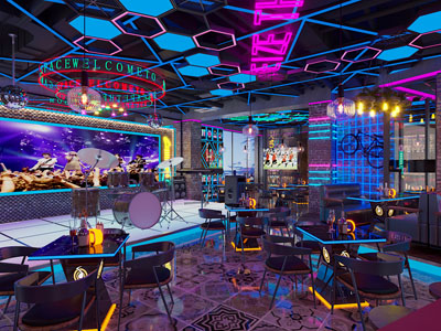 工业loft酒吧、舞台