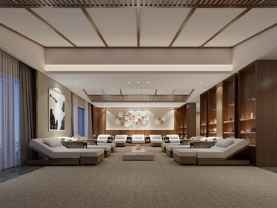 新中式足疗店、足浴店3d模型 新中式足疗店、足浴店