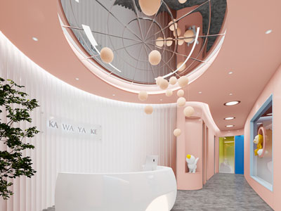 现代轻奢前台接待区、走廊过道