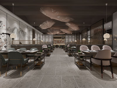 新中式饭店餐馆火锅店就餐区