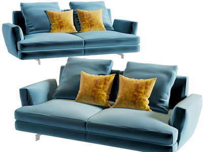 现代布艺双人沙发3d模型 现代布艺双人沙发