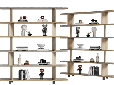 侘寂风实木开放式置物收纳柜