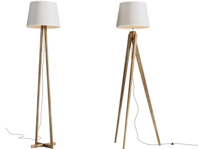 北欧实木支撑的落地灯