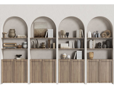侘寂风拱形书柜