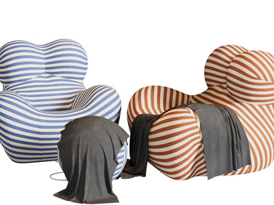 现代条纹装饰的单人沙发3d模型 现代条纹装饰的单人沙发