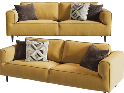 现代黄色双人沙发3d模型 现代黄色双人沙发