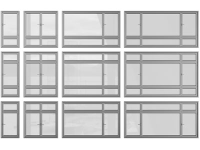 现代金属边框的玻璃窗户、平开窗