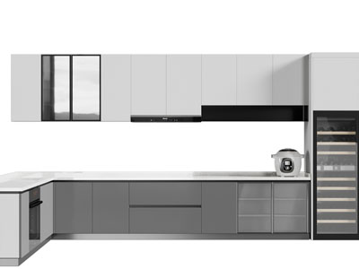 现代整体转角橱柜、吊柜