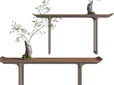 新中式实木端景台3d模型 新中式实木端景台