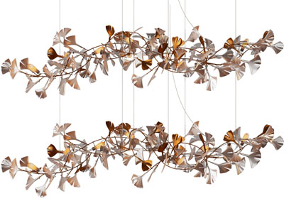 新中式银杏叶装饰的吊灯