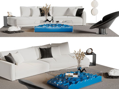 现代弧形沙发、茶几组合