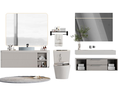 现代悬挂式洗手台、卫浴镜