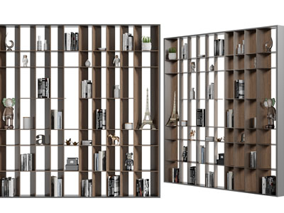 现代开放式实木装饰书柜