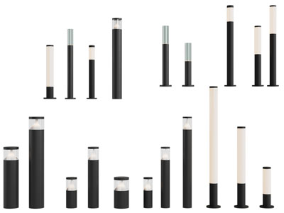 现代圆柱形路灯、落地灯