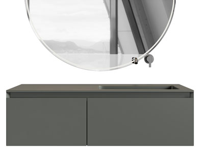 现代带收纳柜的悬挂式洗手台