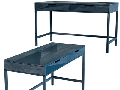 现代蓝色实木书桌