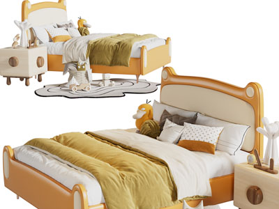 现代儿童卡通造的双人床