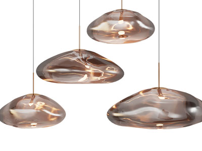 现代不规则茶色玻璃灯罩吊灯