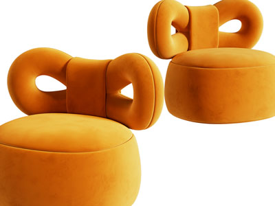 现代蝴蝶结靠背的单人沙发3d模型 现代蝴蝶结靠背的单人沙发