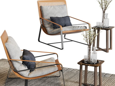 现代休闲椅子、边几