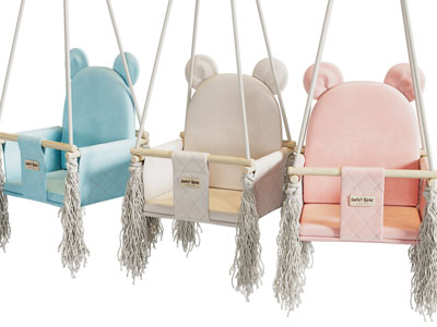 现代卡通熊靠背的吊椅