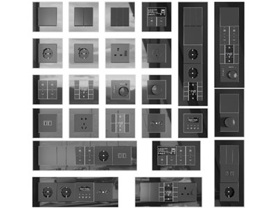 现代黑色开关面板3d模型 现代黑色开关面板
