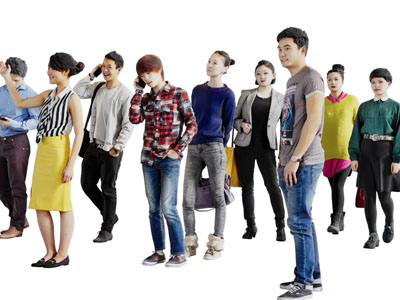 不同姿势的人群多人人物3d模型 不同姿势的人群多人人物