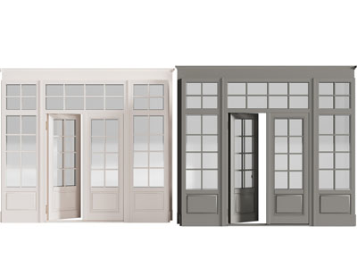 现代装饰玻璃的双扇大门、平开门