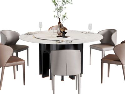 现代圆形餐桌椅组合