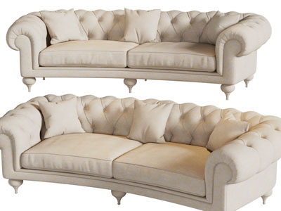 欧式软包靠背双人沙发3d模型 欧式软包靠背双人沙发