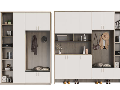 新中式拼接实木玄关装饰鞋柜