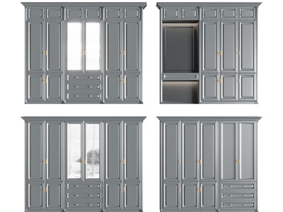 北欧灰色衣柜3d模型 北欧灰色衣柜