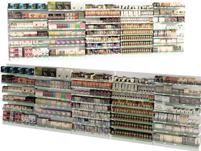 现代便利店商品展示柜、货架3d模型 现代便利店商品展示柜、货架