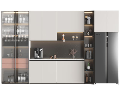 现代嵌入冰箱的酒柜