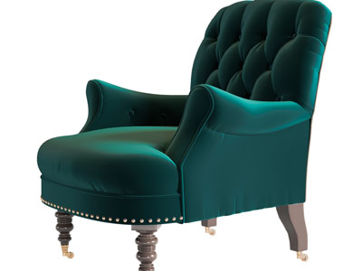 欧式绿色单人沙发3d模型 欧式绿色单人沙发