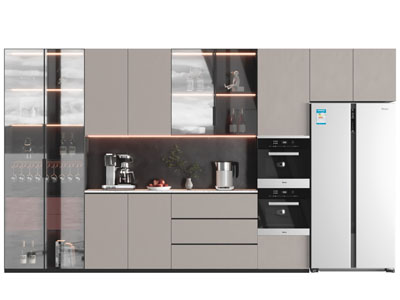 现代嵌入冰箱烤箱的酒柜