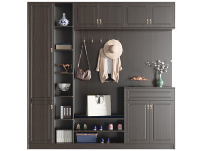 新中式实木玄关装饰鞋柜