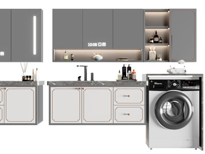 新中式嵌入洗衣机的洗手台