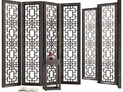 新中式实木镂空屏风