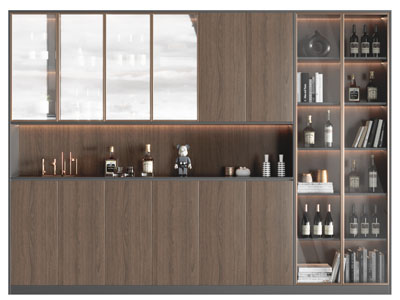 现代加宽实木酒柜