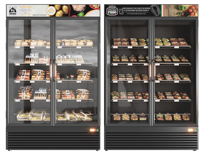 现代双扇玻璃柜门的糕点展示保鲜柜