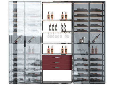 现代玻璃柜门的酒柜
