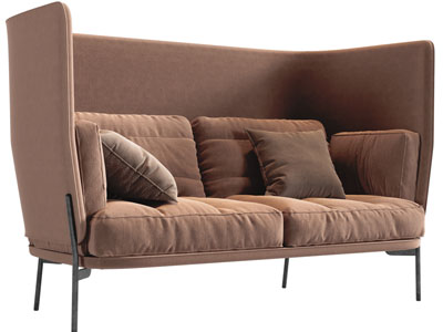 现代高靠背布艺双人沙发3d模型 现代高靠背布艺双人沙发