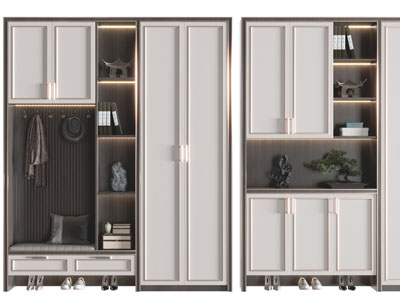 新中式拼接实木玄关装饰鞋柜