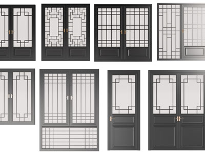 新中式双扇推拉门、平开门