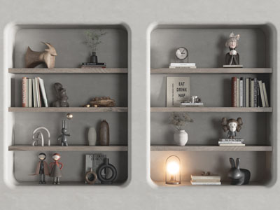 侘寂风嵌入墙体的置物收纳装饰架