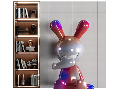 现代卡通兔子、装饰书柜