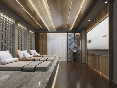 新中式足疗、足浴店3d模型 新中式足疗、足浴店