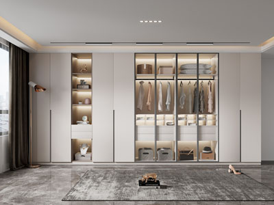 现代装饰玻璃柜门的衣柜3d模型 现代装饰玻璃柜门的衣柜
