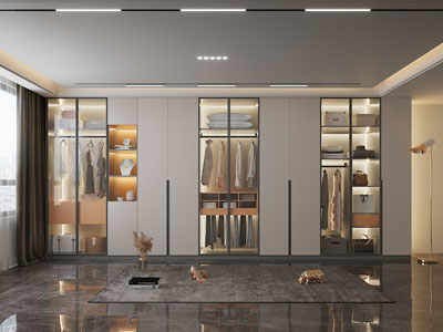 现代装饰灯带的衣柜3d模型 现代装饰灯带的衣柜